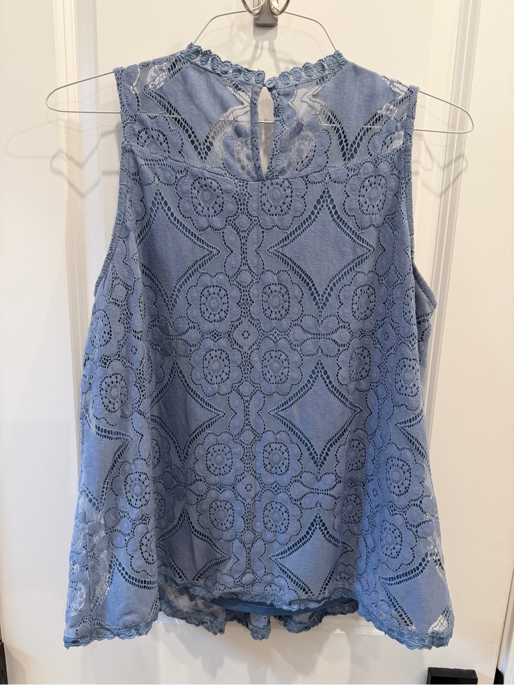 Doe & Rae Light Blue Lace Panel Top - Picture 2 of 5
